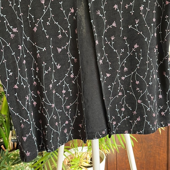❤️Floral Vine Print Open Front Short Sleeve Black Shrug or Cardigan-6 or 8P - Picture 7 of 14